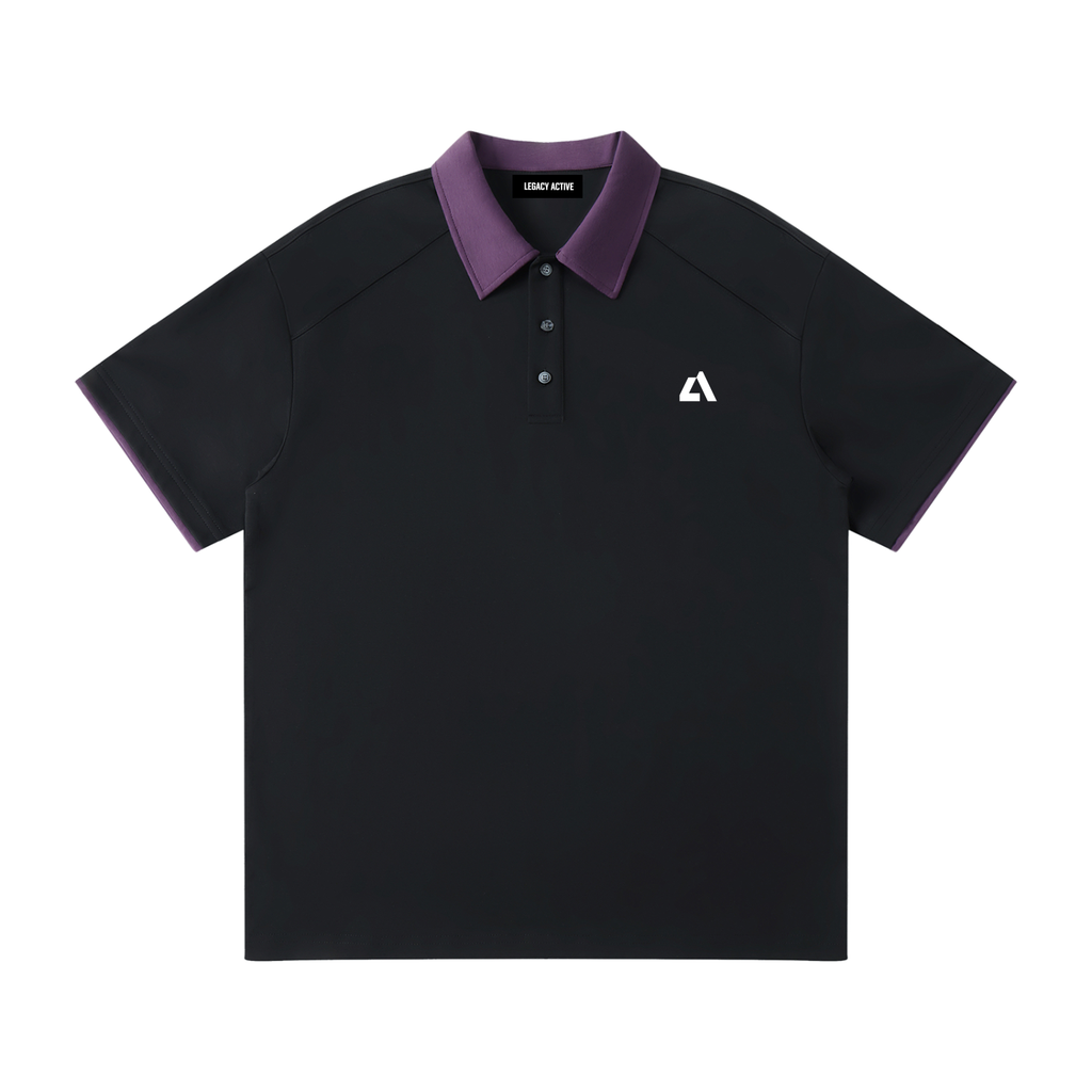 Contrast Collar Raglan Polo Shirt